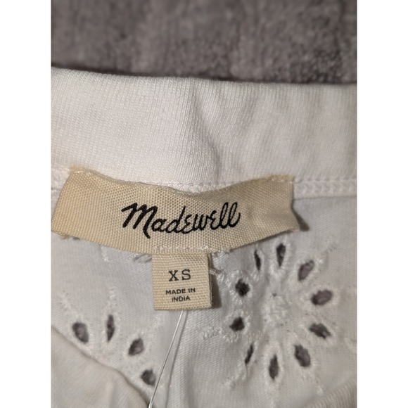 Madewell XS Eyelet Embroidered Boxy Crop Top Short Sleeve White Casual NWT $58 - Picture 4 of 11